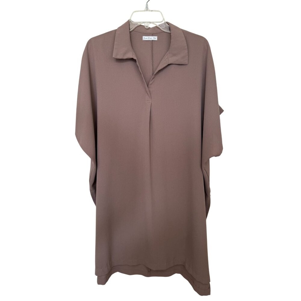 Lax Dan Tia Taupe Tunic Dress Minimalist Japanese Oversized Polyester